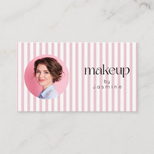 Rosa Streifen Simple Foto Makeup Artist Visitenkarte