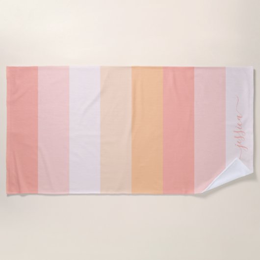 Rosa-Streifen-Skriptname von Elegance Strandtuch (Vorderseite)