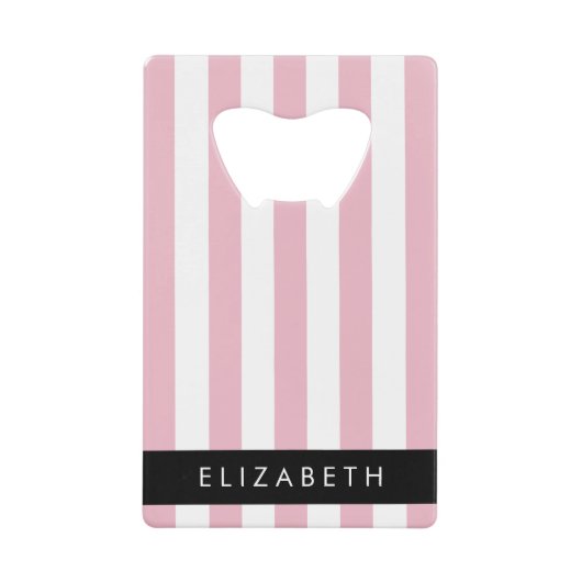 Rosa Streifen, Streifen, Linien, Ihr Name Geldbeutel Flaschenöffner (Vorderseite)