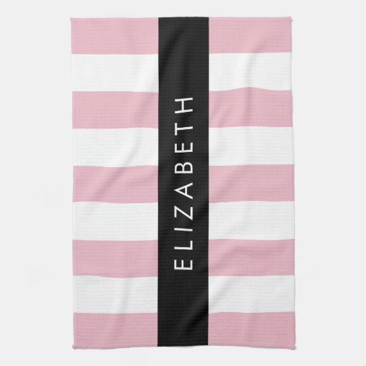 Rosa Streifen, Streifen, Linien, Ihr Name Geschirrtuch (Vertikal)
