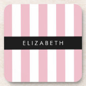 Rosa Streifen, Streifen, Linien, Ihr Name Getränkeuntersetzer (Vorderseite)