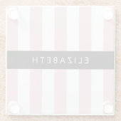 Rosa Streifen, Streifen, Linien, Ihr Name Glasuntersetzer (Rückseite)