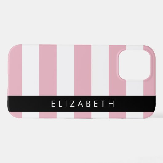 Rosa Streifen, Streifen, Linien, Ihr Name iPhone Hülle (Rückseite (Horizontal))