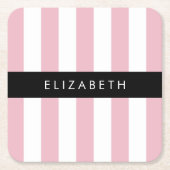 Rosa Streifen, Streifen, Linien, Ihr Name Rechteckiger Pappuntersetzer (Vorderseite)