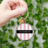 Rosa Streifen, Streifen, Linien, Ihr Name Schlüsselanhänger (Hand)