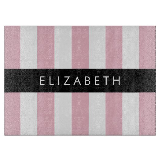 Rosa Streifen, Streifen, Linien, Ihr Name Schneidebrett (Vorderseite)