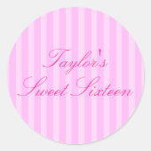 Rosa Streifen Sweet16 Aufkleber (Vorderseite)