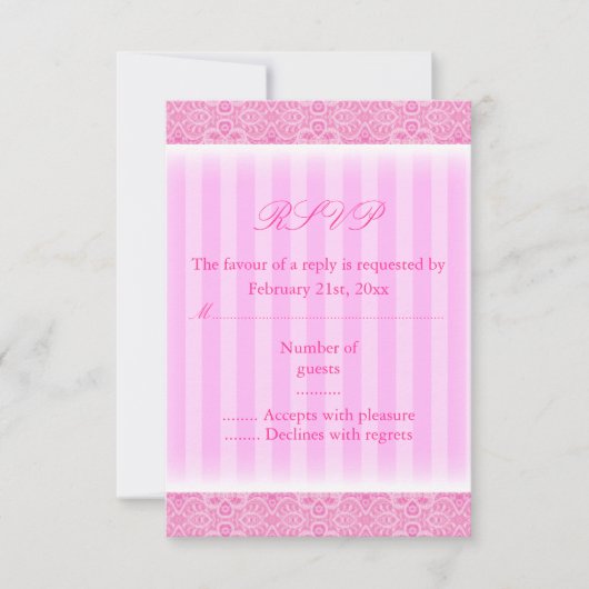 Rosa Streifen Sweet16 RSVP-Karte RSVP Karte (Vorderseite)