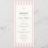 Rosa Streifen Taufe Flachmenü Menükarte (Vorderseite)