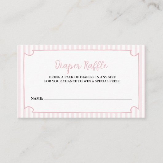 Rosa Streifen Tini One ist auf dem Weg Diaper Raff Begleitkarte (Vorderseite)