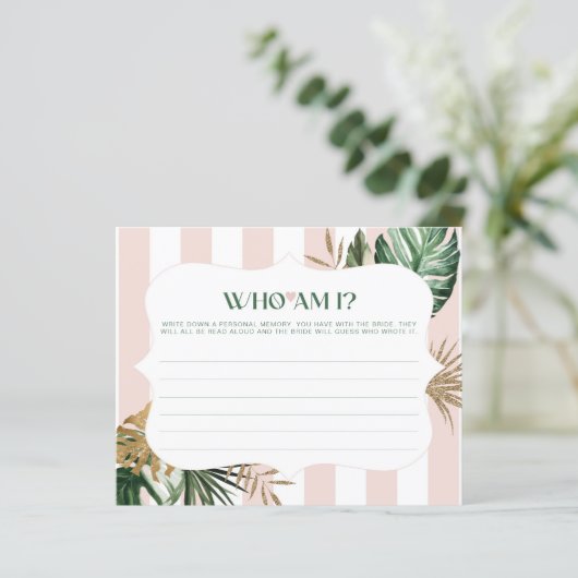 Rosa Streifen tropische Wer bin ich Brautparty-Spi (Stehend Vorderseite)