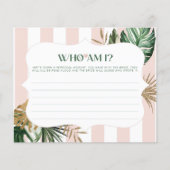 Rosa Streifen tropische Wer bin ich Brautparty-Spi (Vorderseite)