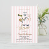 Rosa Streifen tropisches Brautparty Einladung (Stehend Vorderseite)