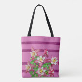 Rosa Streifen und Blume Personalisiert Tasche (Rückseite)