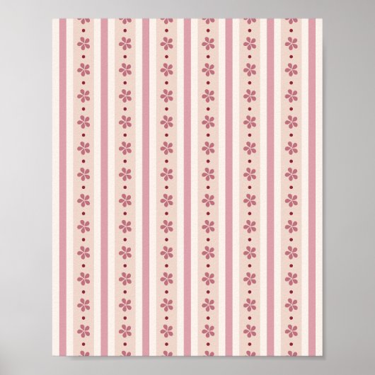 Rosa Streifen und Blume Poster (Vorne)