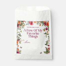 Rosa Streifen und blumengeschmücktes Party Geschenktütchen