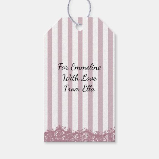 Rosa Streifen und Brautparty Geschenkanhänger (Vorderseite)