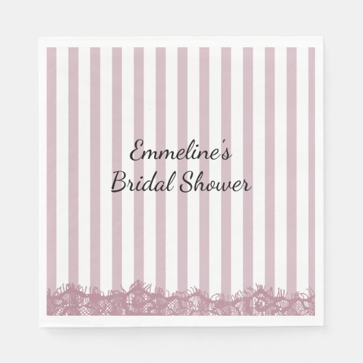 Rosa Streifen und Brautparty Serviette (Vorderseite)