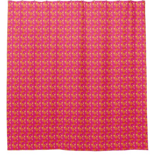 Rosa Streifen und orangefarbener Duschvorhang (Vorderseite)