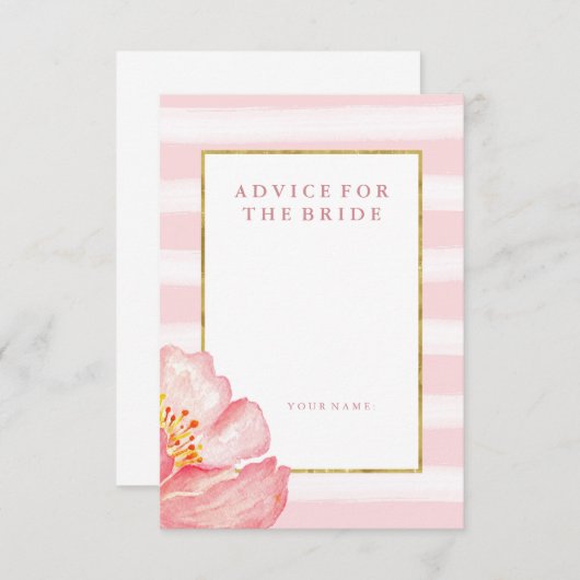 Rosa Streifen und Peony Advice für die Braut Hinweiskarte (Vorne/Hinten)