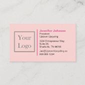 Rosa Streifen und Peony Mit Monogramm Visitenkarte (Rückseite)