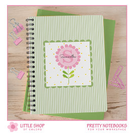 Rosa Streifen und Polka Dot Mit Monogramm Notizblock