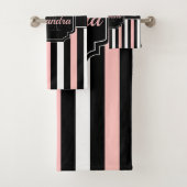 Rosa Streifen und Quatrefolie Badhandtuch Set (Insitu)
