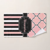Rosa Streifen und Quatrefolie Badhandtuch Set (Handtuch)