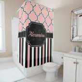 Rosa Streifen und Quatrefolie Duschvorhang (Beispiel)