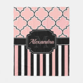 Rosa Streifen und Quatrefolie Fleecedecke (Vorderseite)