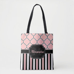 Rosa Streifen und Quatrefolie Tasche