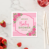 Rosa Streifen und Rose Girl-Babydusche Serviette (Beispiel)
