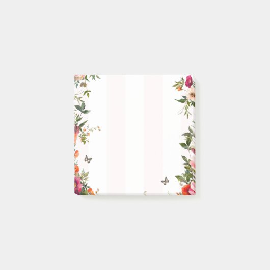 Rosa Streifen und Rote Flora Post-it Klebezettel (Vorderseite)