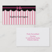 Rosa Streifen und schwarze Spitze Visitenkarte (Vorne/Hinten)