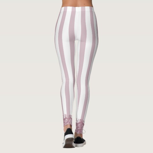 Rosa Streifen und Spitzen Leggings (Rückseite)
