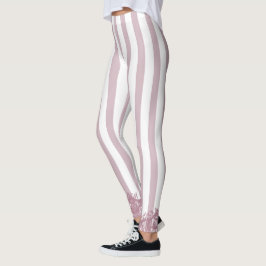 Rosa Streifen und Spitzen Leggings