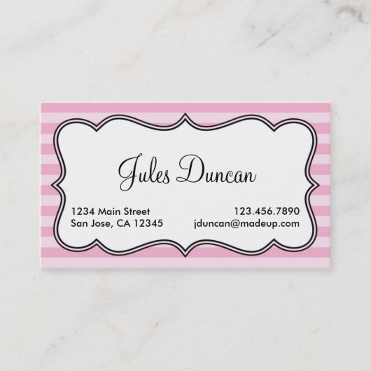 Rosa Streifen Visitenkarte (Vorderseite)