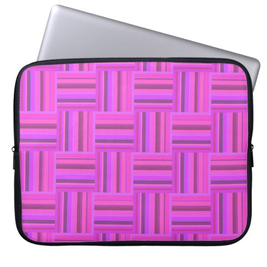 Rosa Streifen Webmuster Laptopschutzhülle (Vorderseite)