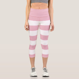 Rosa Streifen, weiße Streifen, gestreiftes Muster Capri Leggings