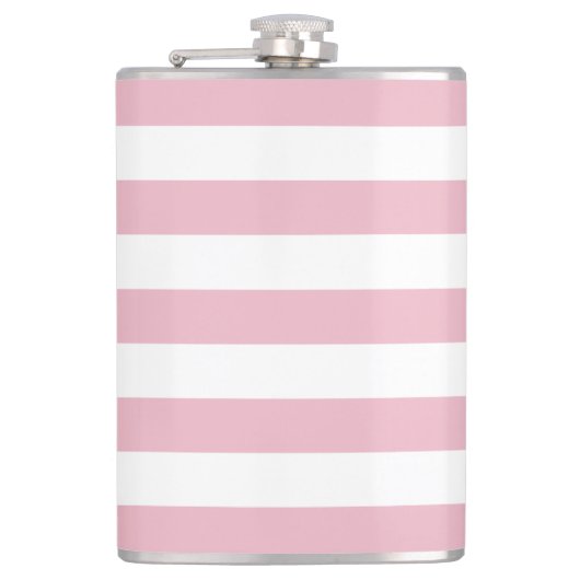 Rosa Streifen, weiße Streifen, gestreiftes Muster Flachmann (Vorderseite)