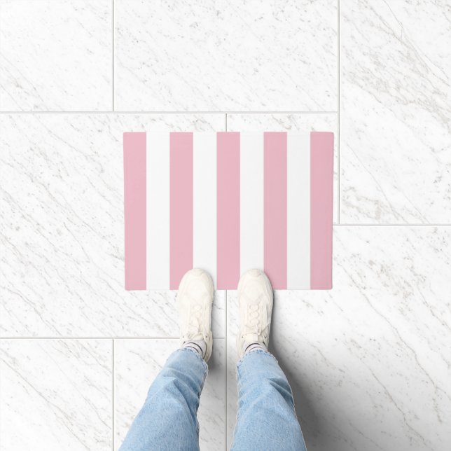 Rosa Streifen, weiße Streifen, gestreiftes Muster Fußmatte (Indoor)