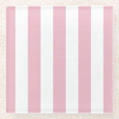 Rosa Streifen, weiße Streifen, gestreiftes Muster Glasuntersetzer (Vorderseite)