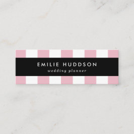Rosa Streifen, weiße Streifen, gestreiftes Muster Mini Visitenkarte