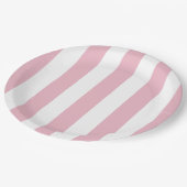 Rosa Streifen, weiße Streifen, gestreiftes Muster Pappteller (Schrägansicht)