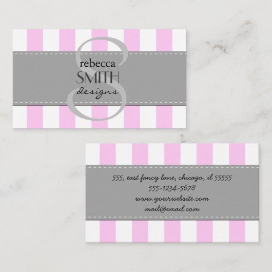 Rosa Streifen, weiße Streifen, gestreiftes Muster Visitenkarte (Vorne/Hinten)