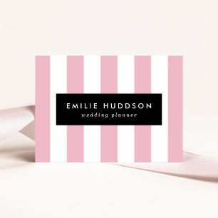 Rosa Streifen, weiße Streifen, gestreiftes Muster Visitenkarte