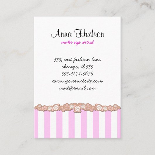 Rosa Streifen, weiße Streifen, gestreiftes Muster Visitenkarte (Vorderseite)