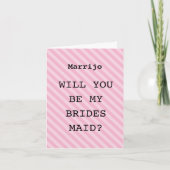 Rosa Streifen: "Werden Sie meine Bridesmaid sein?" Einladung (Vorderseite)