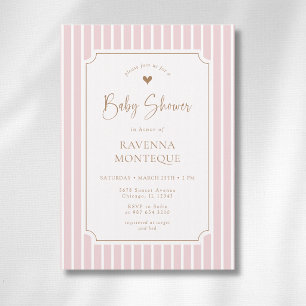 Rosa Streifen Whimsical Gold Rahmen Baby Shower Einladung