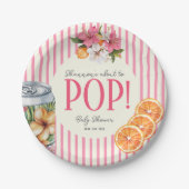 Rosa Streifen Zitrone POP Baby Shower Teller (Vorderseite)